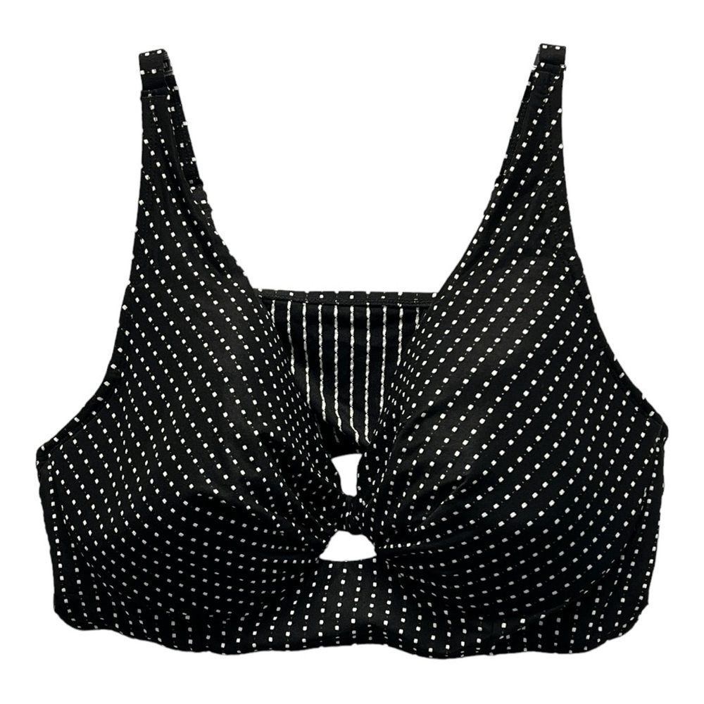 Cacique Textured Dot Swim Top Black White 42DD Plus Perfect Coverage Bralette